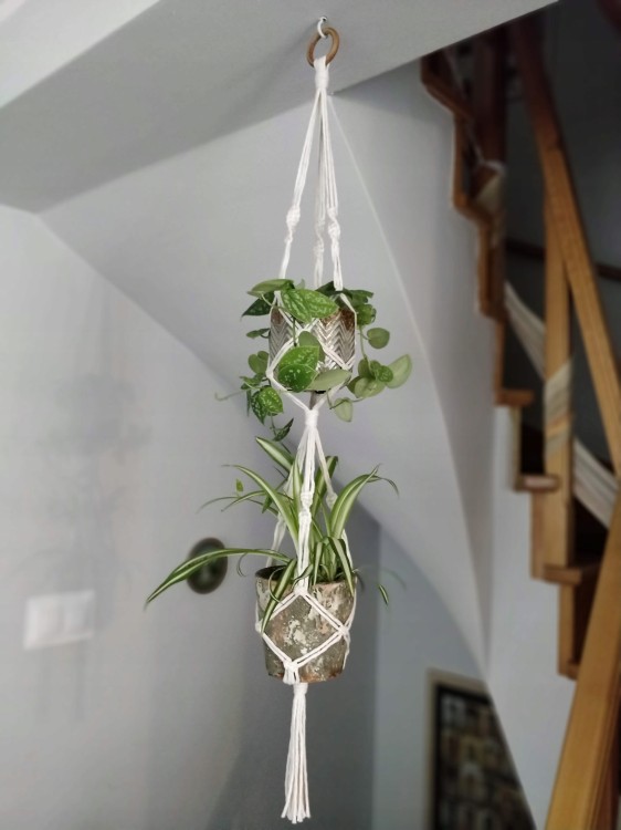 Kwietnik podwójny, rękodzieło, przykładowa aranżacja