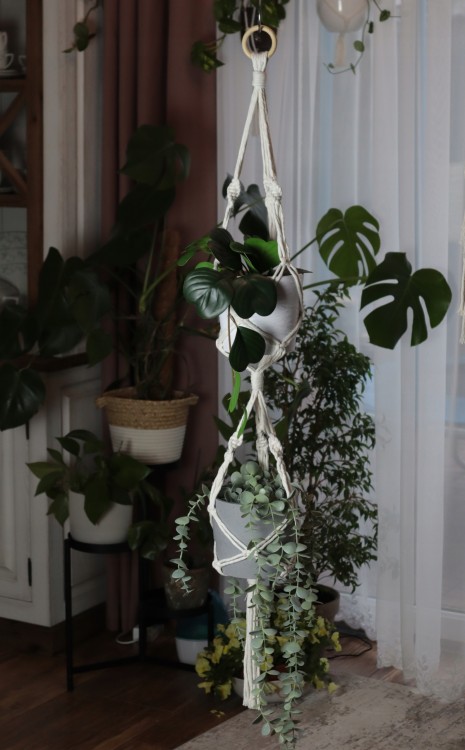 Kwietnik podwójny, rękodzieło, całość na wieszaku