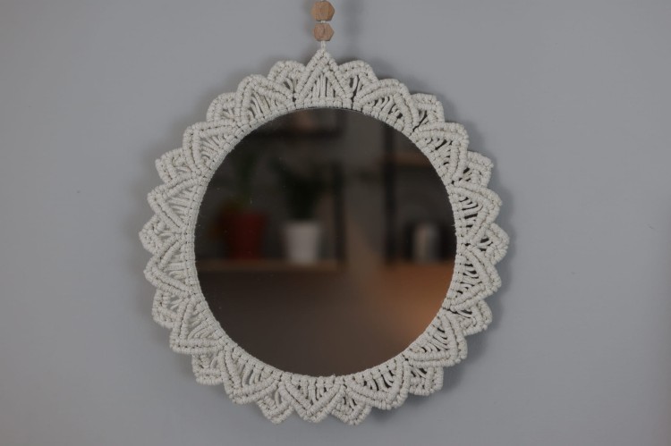 Lustro ∅30cm, niebarwione, oplot - naturalne złoto, rękodzieło