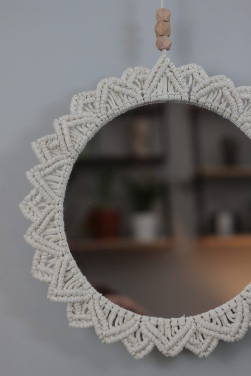 Lustro ∅30cm, niebarwione, oplot - naturalne złoto, rękodzieło - 4