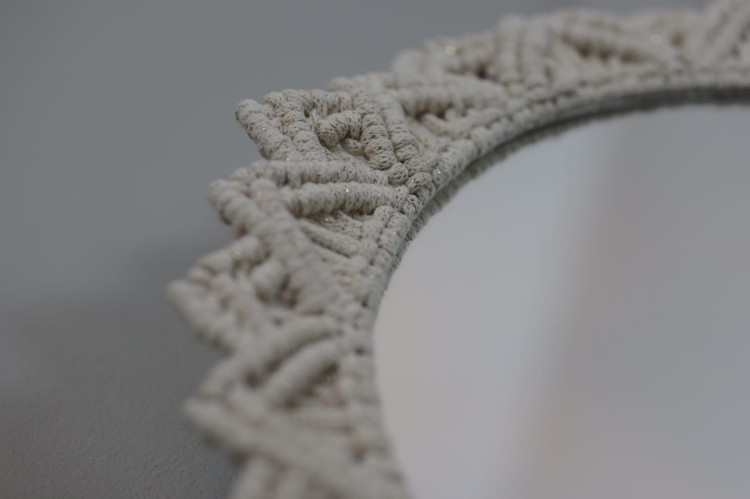 Lustro ∅30cm, niebarwione, oplot - naturalne złoto, rękodzieło -  5