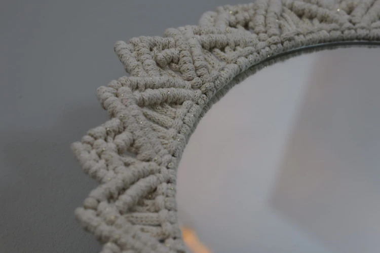 Lustro ∅30cm, niebarwione, oplot - naturalne złoto, rękodzieło - 6