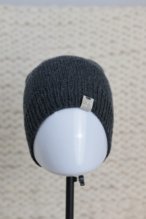 czapka gładka merino, grafit 100% wełna merynosów