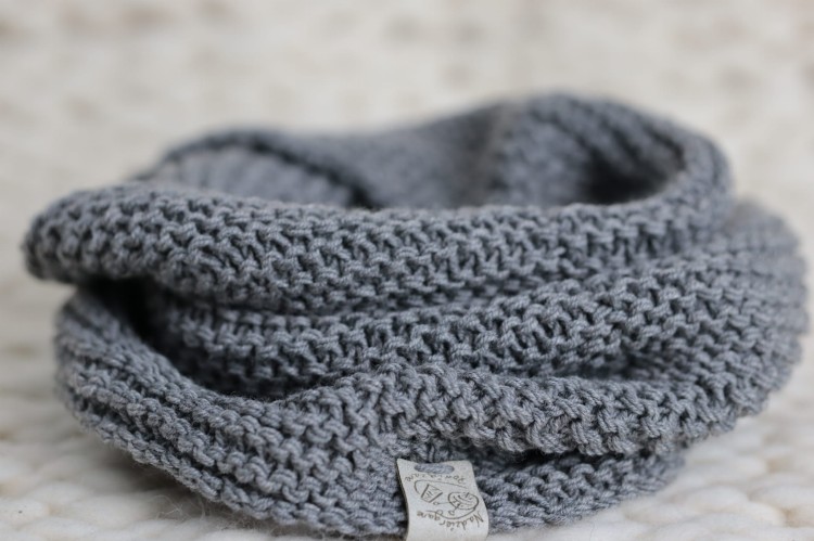 Wełniany komin - szal, ocieplacz, 100% wełna merino, rękodzieło, rozmiar - uniwersalny, unisex, kolor - szary