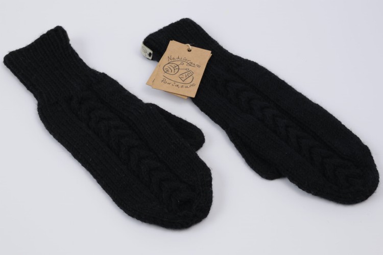 Ręaiwczki jednopalczaste z warkoczem, wełna merino, czarny  (3).JPG