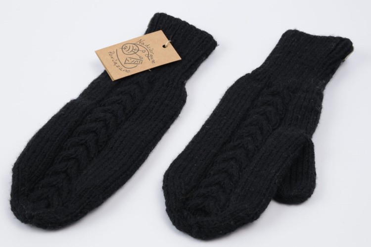 Ręaiwczki jednopalczaste z warkoczem, wełna merino, czarny  (5).JPG