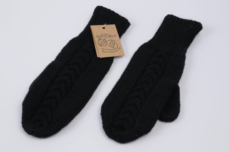 Ręaiwczki jednopalczaste z warkoczem, wełna merino, czarny  (7).JPG