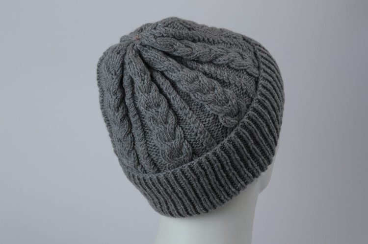 Czapaka CHAŁKA  wełna merynosów, bez pompona, szara, Drops Baby Merino (4).JPG