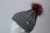 Czapka szara CHAŁKA (z warkoczami) z pomponem bordowym z różowymi pasemkami,  Drops  BAby Merino (9).JPG