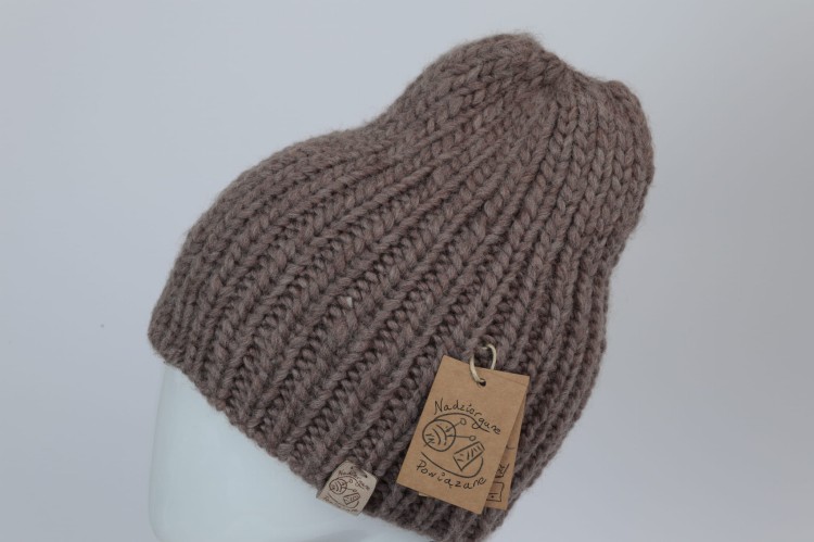 Czapka Eskimo, 100% wełna peruwiańska, ciepła, zimowa, Drops Snow, brąz - nugat (4).JPG