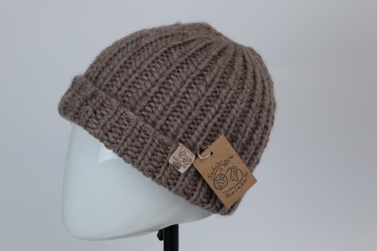 Czapka Eskimo, 100% wełna peruwiańska, ciepła, zimowa, Drops Snow, brąz - nugat (8).JPG